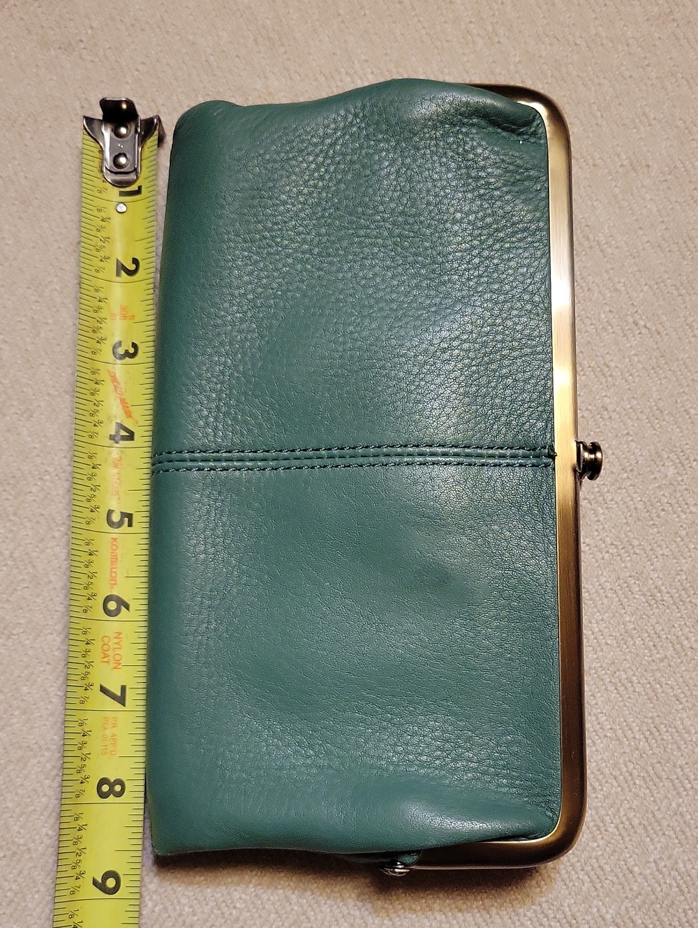 HOBO Lauren Dusty Teal/Mint Green Leather Frame Clutch Wallet - Picture 11 of 15